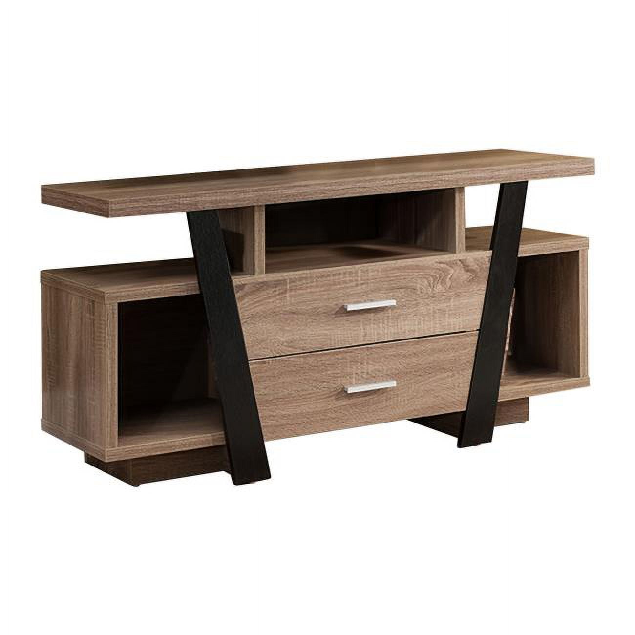 BM302953 47 in. 2-Drawers & 3-Open Shelves TV Entertainment Media Console, Brown & Black -  Benjara