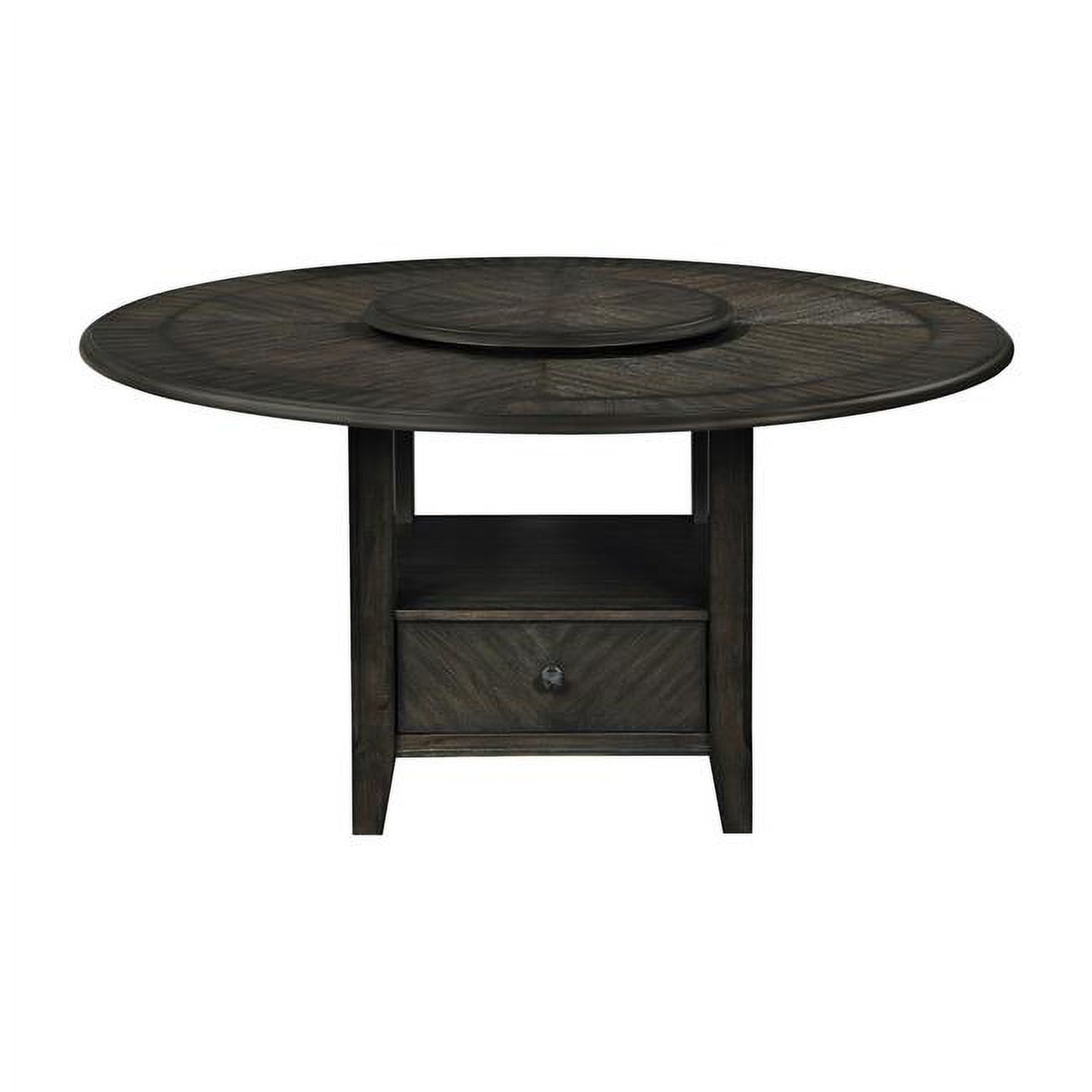 Picture of Benjara BM302414 60 in. Tipa Wood Removable Lazy Susan & Drawer Round Table&#44; Cocoa Brown