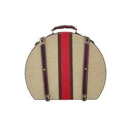 Picture of Benjara BM302707 16 in. Ika Faux Leather Handle & Cream Canvas Upholstery Semi Round Hatbox&#44; Multi Color