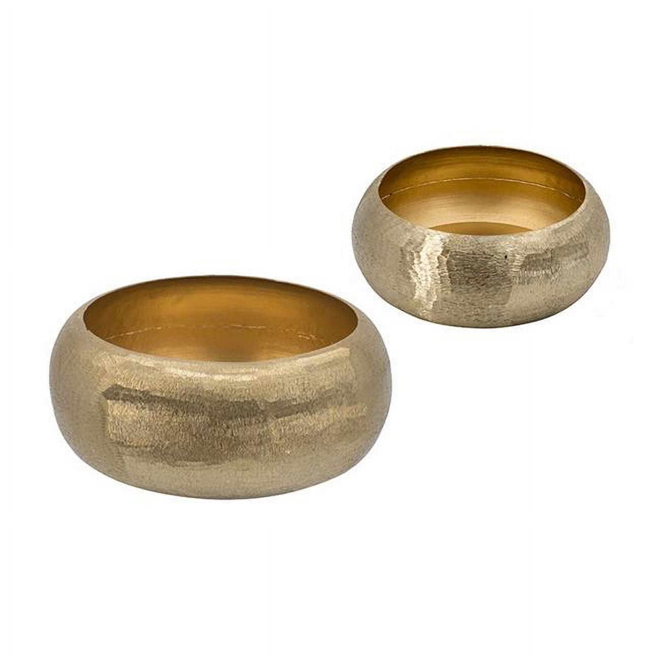 Picture of Benjara BM302554 Gold Metal Hammered Texture & Wide Ingress Rounded Decorative Bowls - 2 Piece