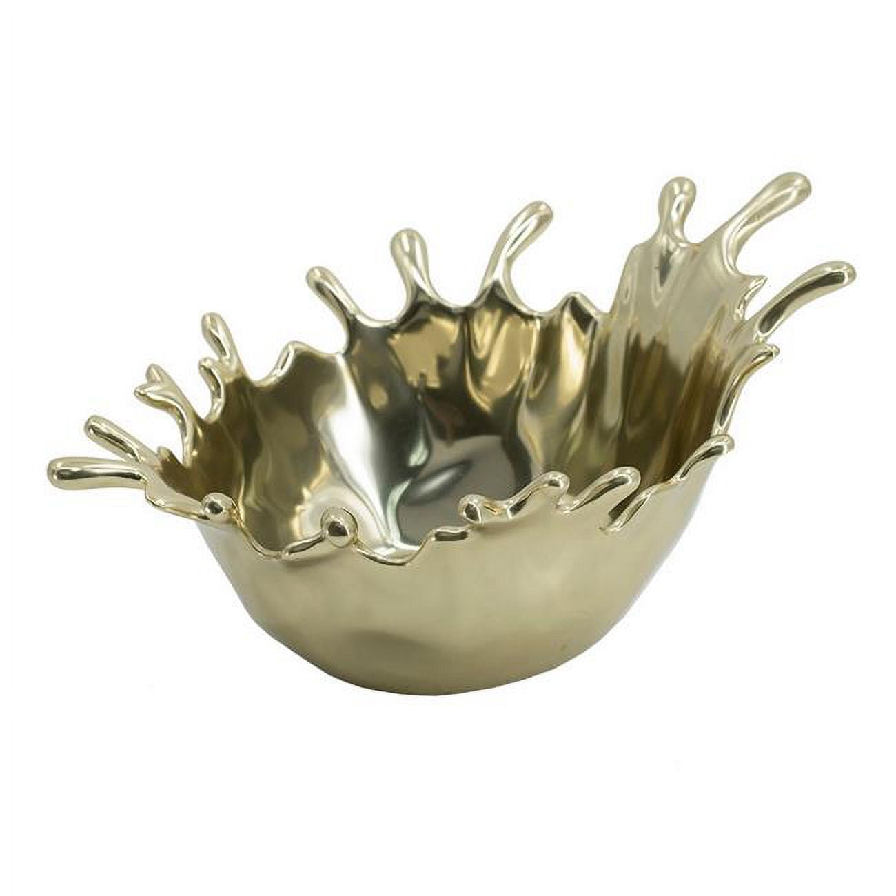 Picture of Benjara BM302567 15 in. Aluminum Unique Water Drop Design Rounded Bowl&#44; Polished Gold