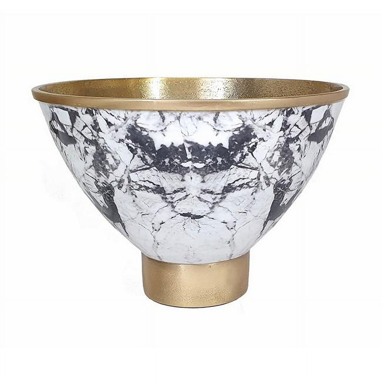 Picture of Benjara BM302578 10 in. Sinzo Gold Aluminum & Textured Design Tapered Bowl&#44; Black & White