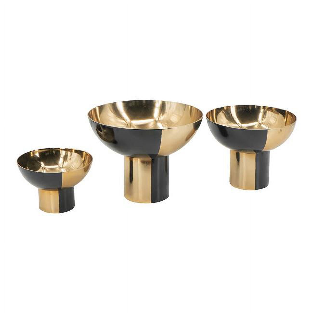 Picture of Benjara BM302584 Aluminum Finish & Sturdy Metal Stand Round Bowls&#44; Black & Gold - Set of 3