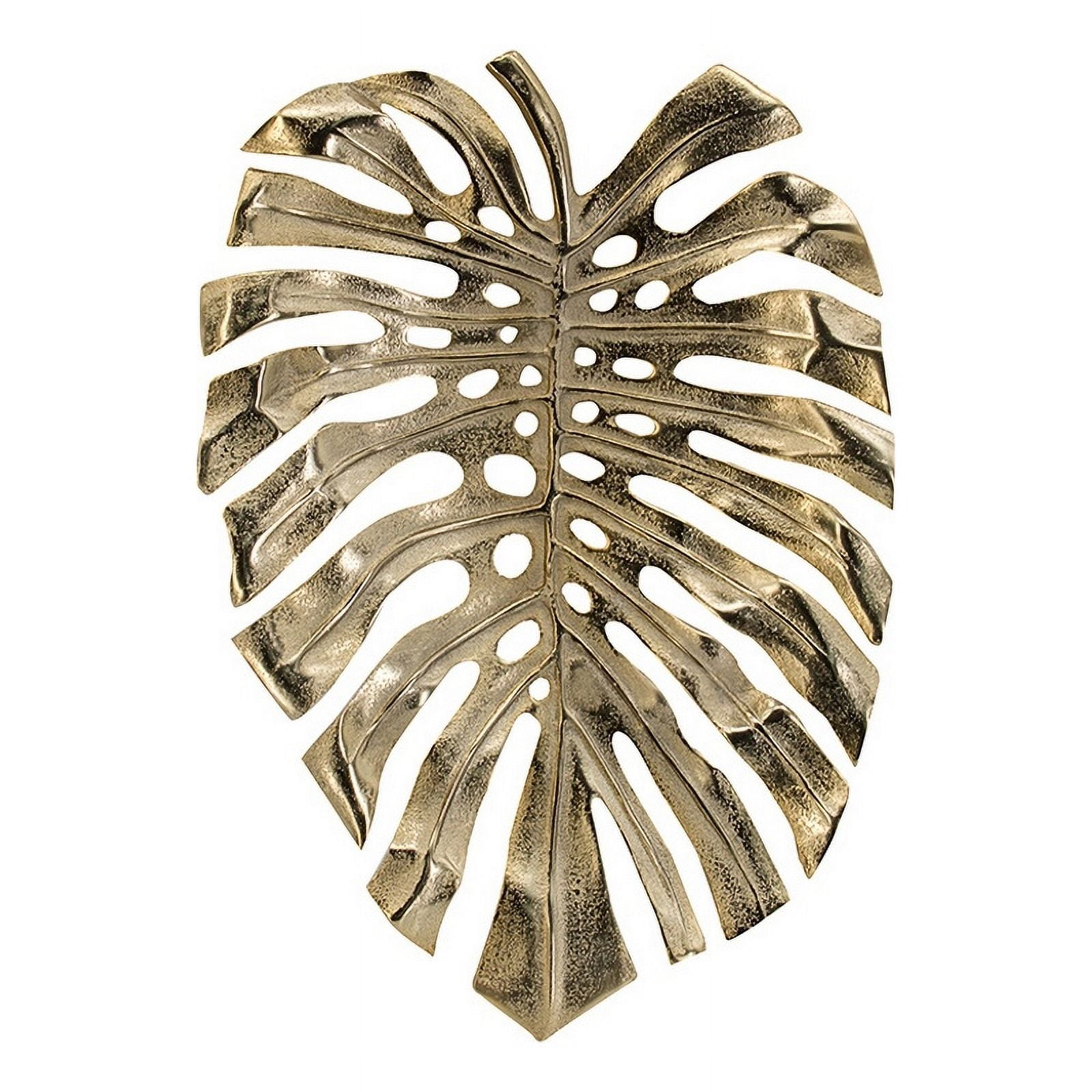 Picture of Benjara BM302603 19 in. Linzo Monstera Leaf Aluminum Wall Hanging Bowl&#44; Bright Gold