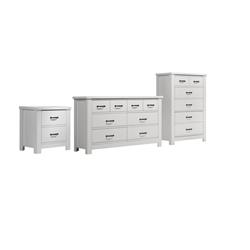 Picture of Benjara BM302227 Jermy Black Handles Bedroom Drawer Set&#44; Classic White - 3 Piece