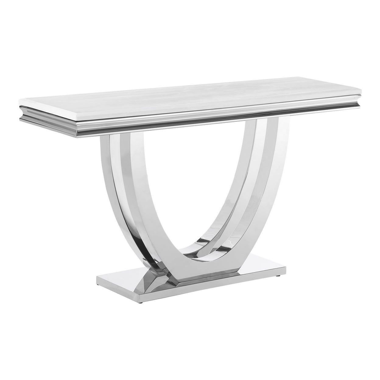Picture of Benjara BM303146 55 in. Kas White Stone Top & Polished Chrome Base Rectangular Sofa Table