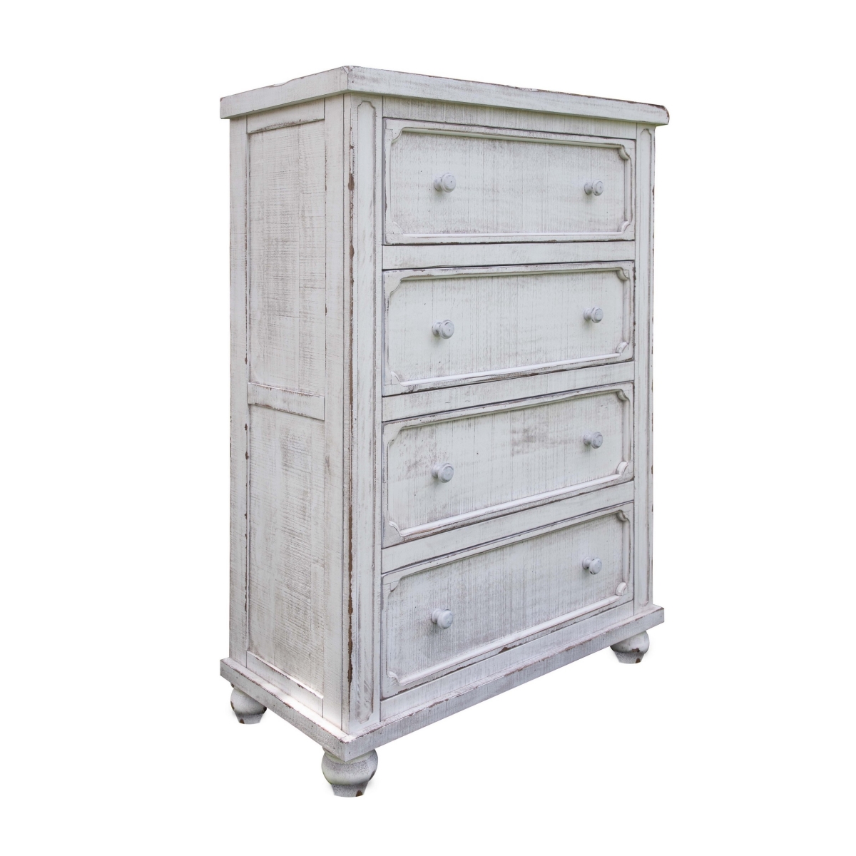 Picture of Benjara BM307393 54 in. Genie Tall Dresser Chest with 4 Drawers&#44; Solid Mango Wood&#44; White