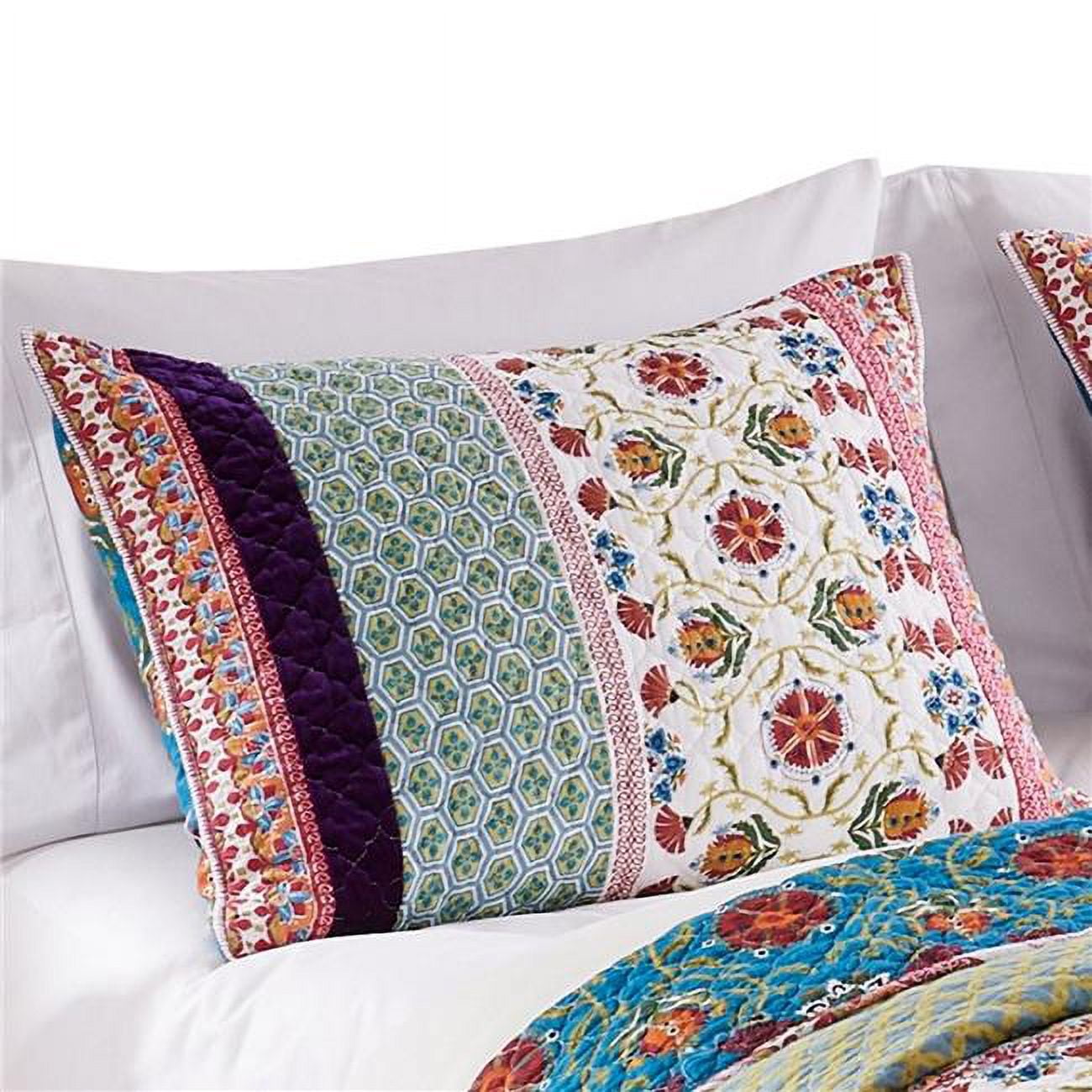Picture of Benjara BM307107 36 in. Cotton Fill Medallion Print Quilted Pillow Sham&#44; Multi Color - King Size