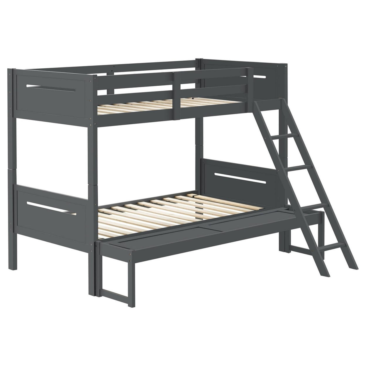 Amey Guard Rails Attached Ladder Over Full Bunk Bed, Gray - Twin Size -  DeluxDesigns, DE3348881