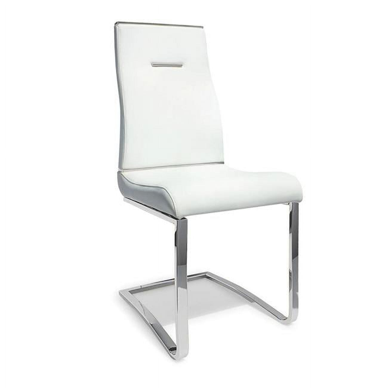 BM307507 22 in. Jon Cantilever Steel Vegan Leather Dining Chair, White - Set of 2 -  Benjara