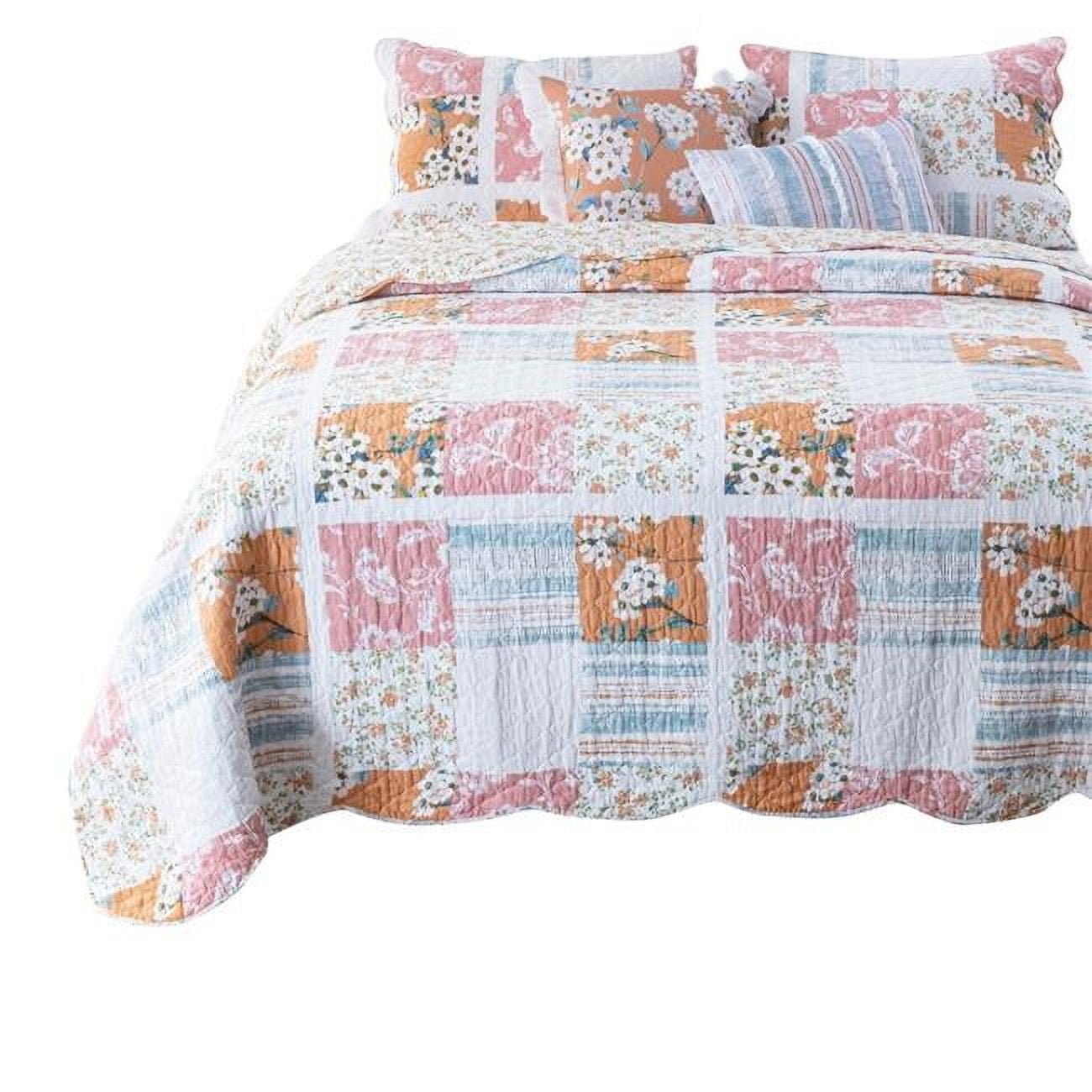 Picture of Benjara BM307055 Patchwork Floral Pattern Twin Size Quilt & Pillow Sham Set&#44; Multi Color - 2 Piece