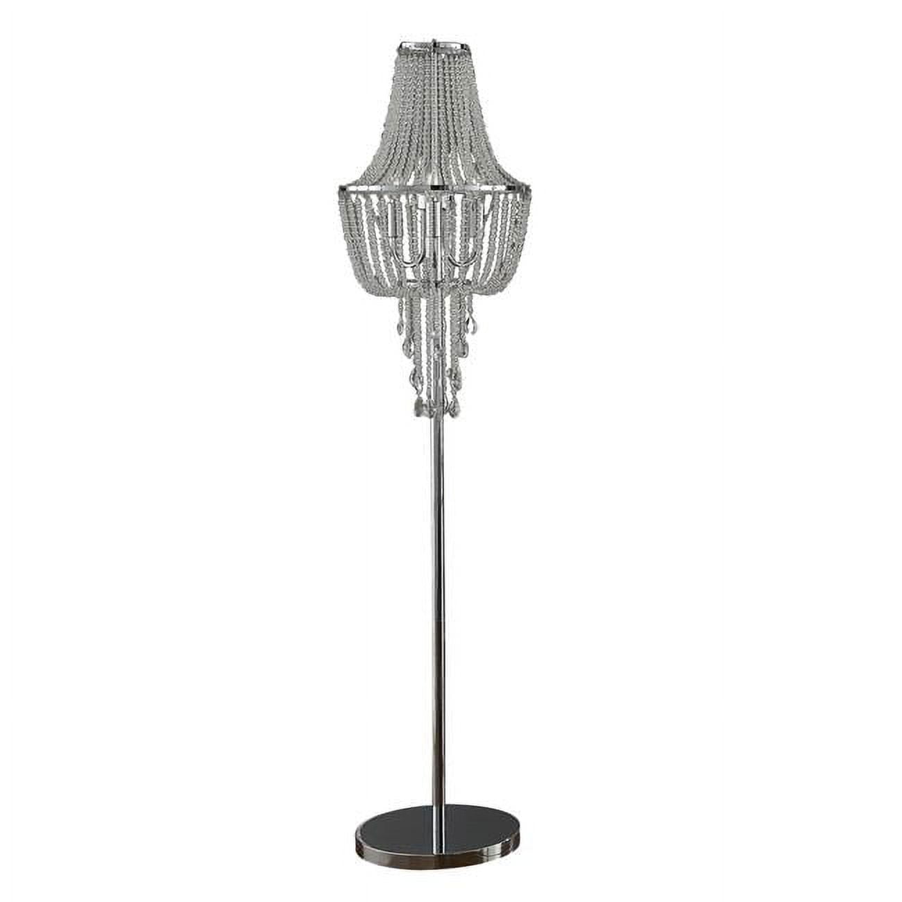 Picture of Benjara BM308933 62 in. Cara Hanging Drop Design Crystal & Metal Floor Lamp&#44; Chrome