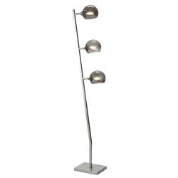 Picture of Benjara BM309045 60 in. Accent Square Metal Base Floor Lamp with 3 Dome Glass Shades&#44; Nickel & Silver