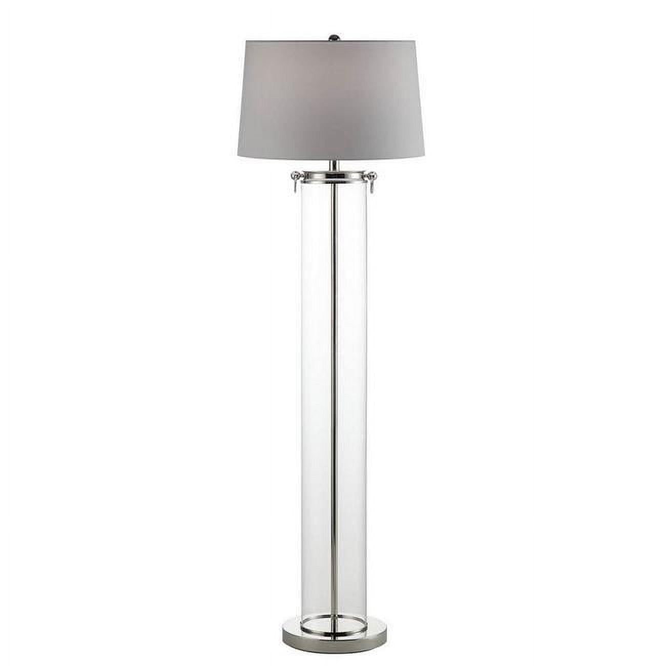 Picture of Benjara BM308954 60 in. Axie Metal Floor Lamp with Glass Stand & Empire Shade&#44; Nickel&#44; Gray & Clear