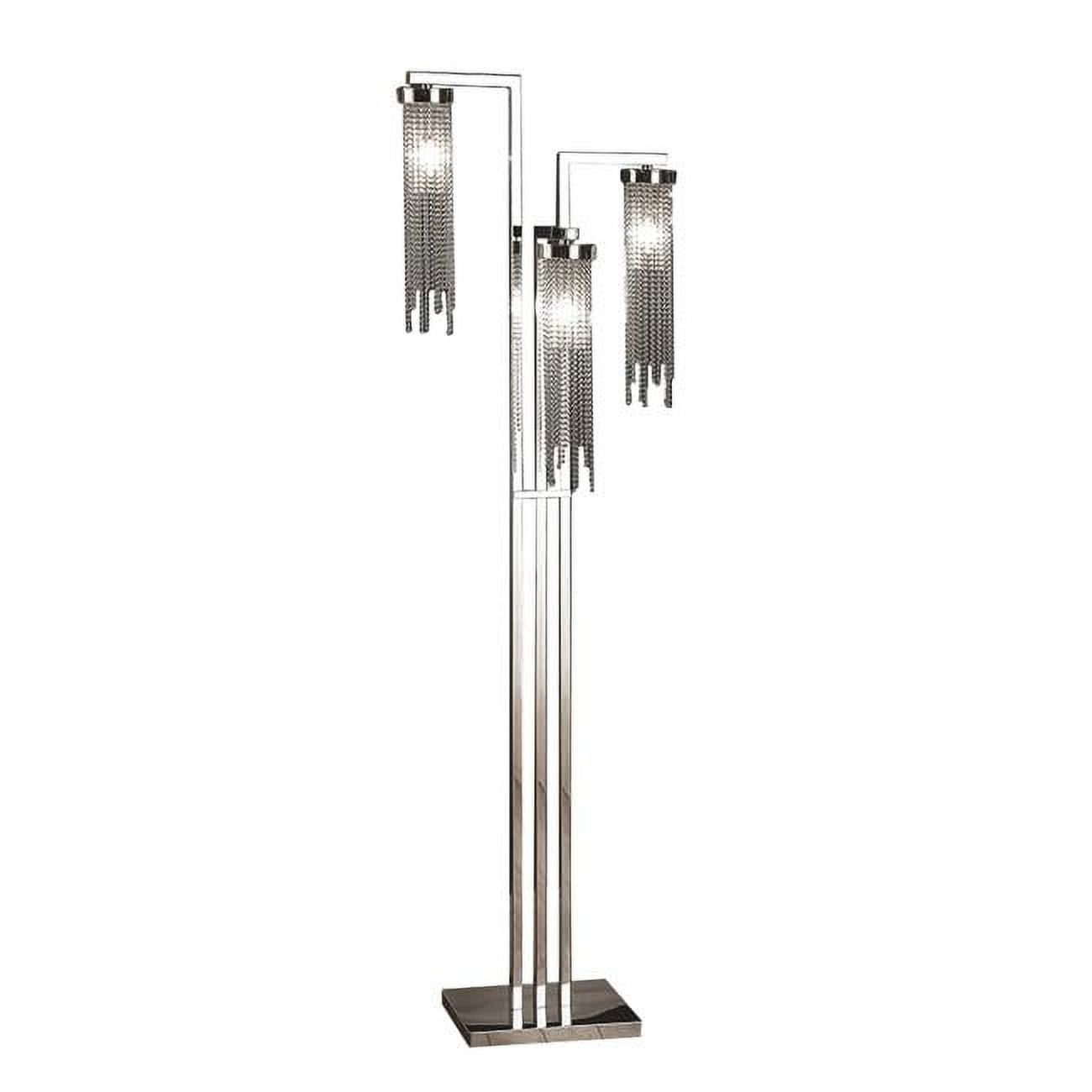 Picture of Benjara BM308968 61 in. Metal Floor Lamp with 3 Crystal Cascade Style Shade&#44; Chrome