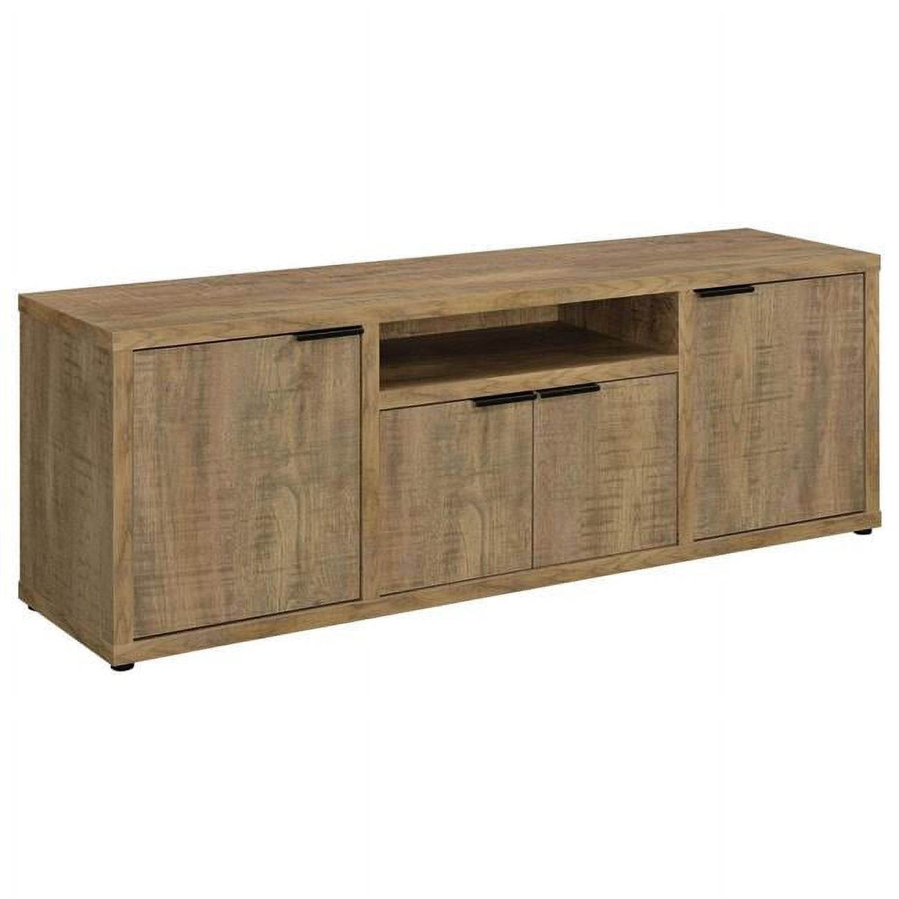 BM309184 60 in. Tag MDF TV Media Entertainment Console with 4 Cabinets, Mango Brown -  Benjara