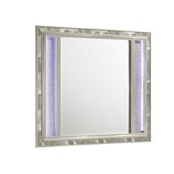 Picture of Benjara BM309539 41 x 48 in. Bet Solid Wood Frame Dresser Mirror with Rhinestone Inlay&#44; Silver