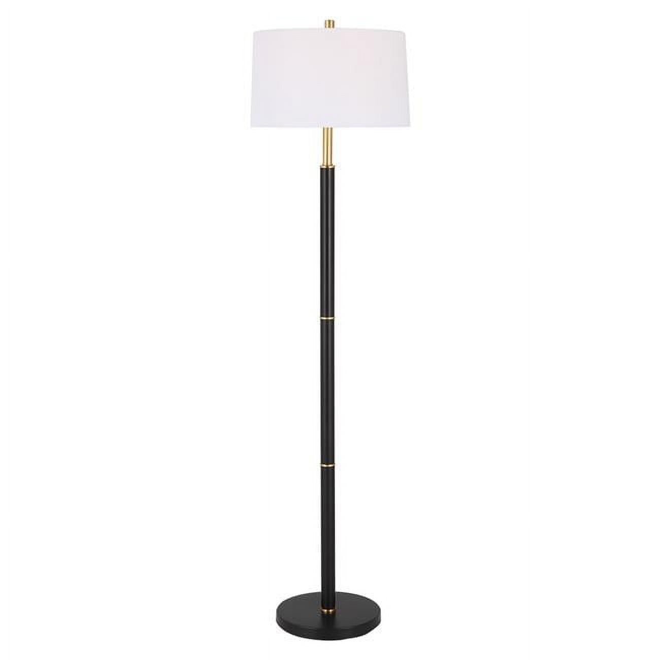 Picture of Benjara BM309580 62 in. Floor Lamp with Tapered Hardback Shade & Accents&#44; White&#44; Black & Gold