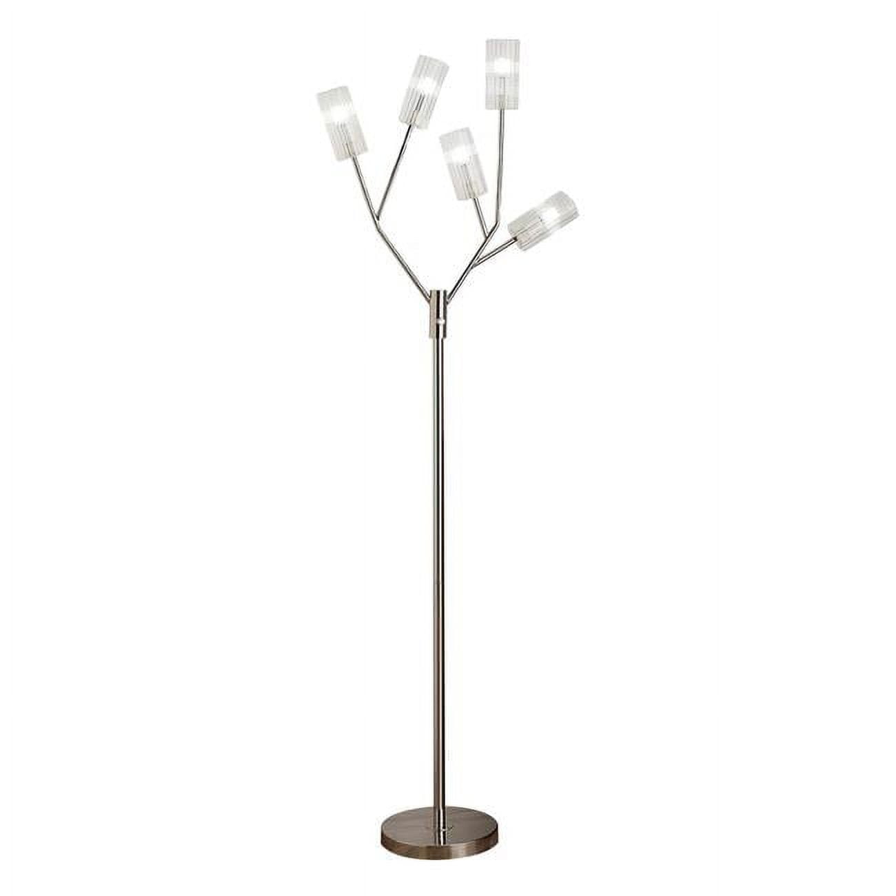 Picture of Benjara BM309051 67 in. Round Metal Base Floor Lamp with Modern Globe Glass Shade&#44; Nickel & Silver