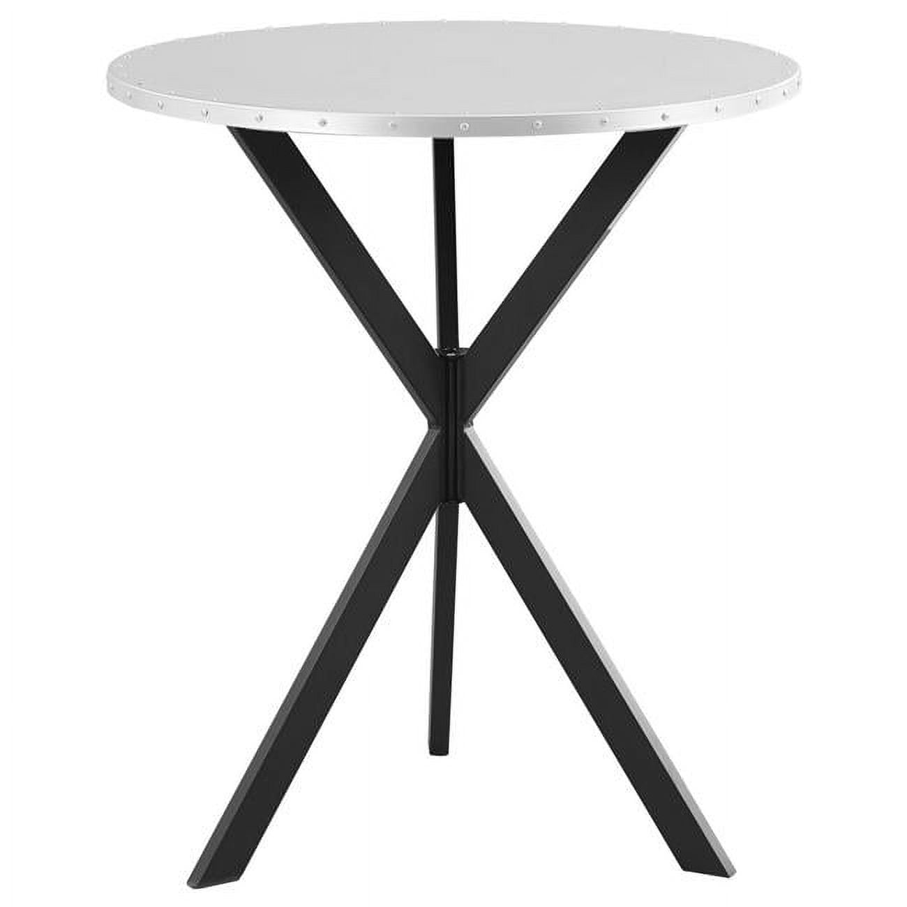 Picture of Benjara BM309250 36 in. Metal Top Hammered Nails Bar Table with Intersected Base&#44; Silver & Black