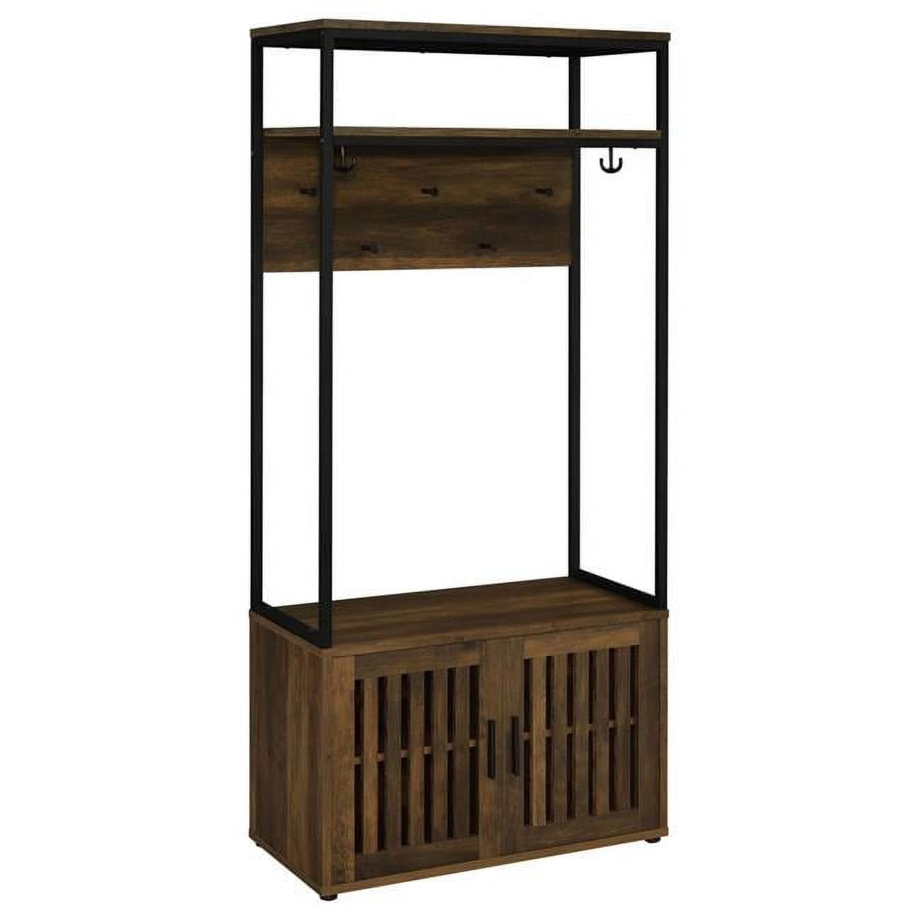 Picture of Benjara BM309266 71 in. Hall Tree Coat Rack with with Shoe Cabinet & Shelves&#44; Brown & Black