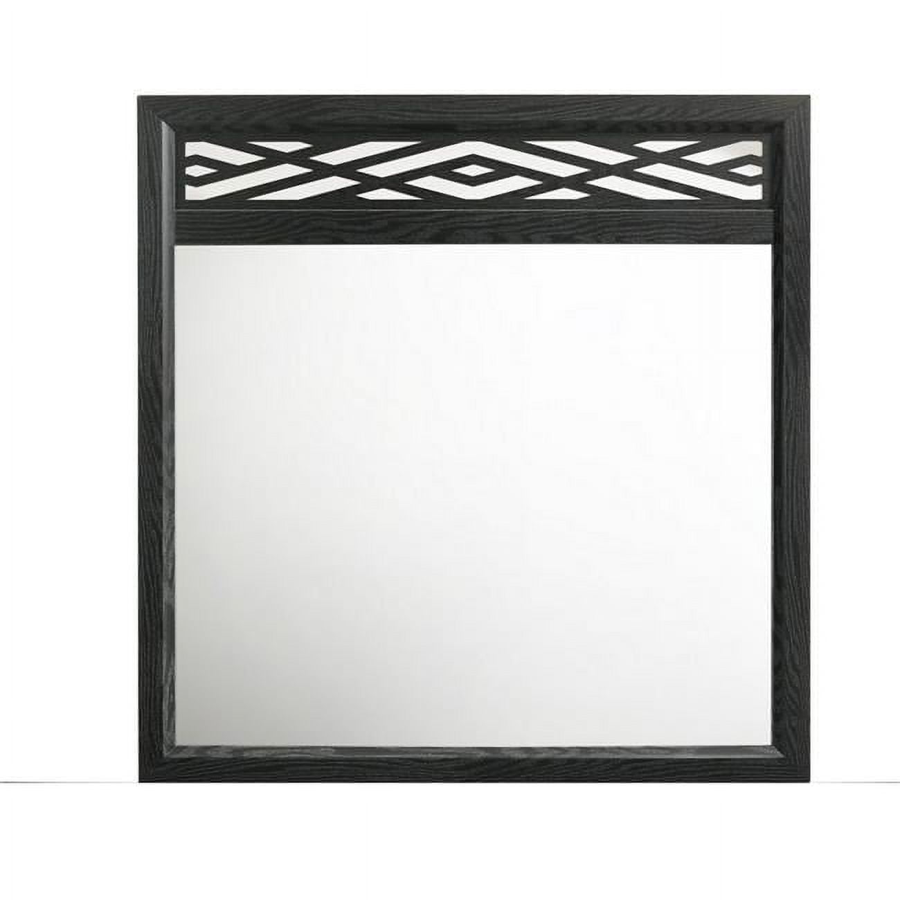 Picture of Benjara BM309485 22 x 40 in. Geometric Design Rubberwood Kira Dresser Mirror&#44; Black & Clear