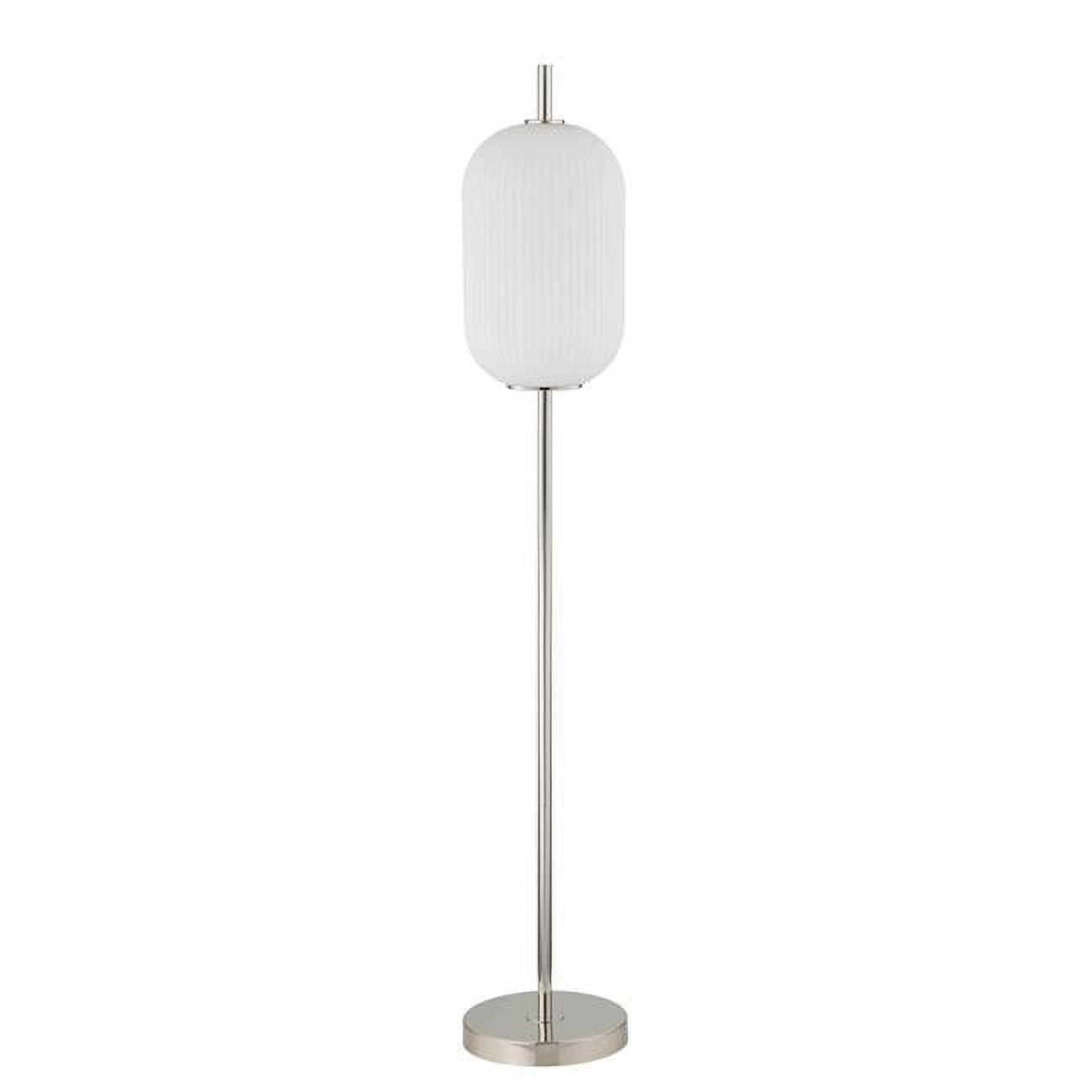 Picture of Benjara BM308965 58 in. Aimy Metal Floor Lamp with LED Glass Shade&#44; Silver & White
