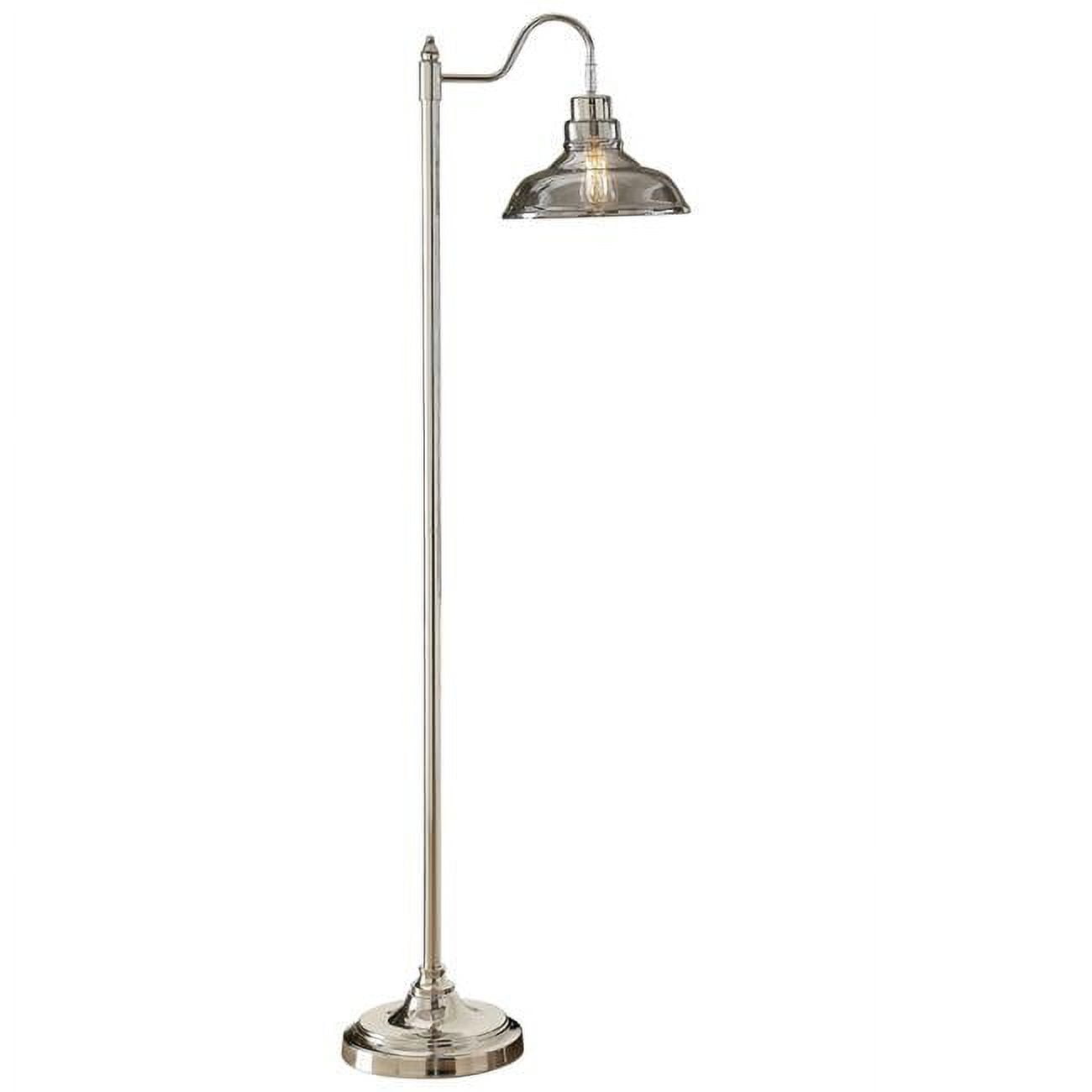 Picture of Benjara BM308988 62 in. Metal Base Floor Lamp with Classic Style Dome Glass Shade&#44; Nickel & Silver