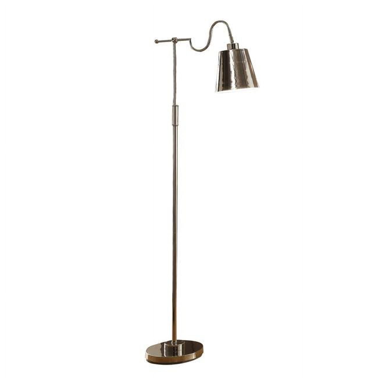 Picture of Benjara BM308990 63 in. Round Base Floor Lamp with Cone Metal Shade&#44; Nickel & Silver