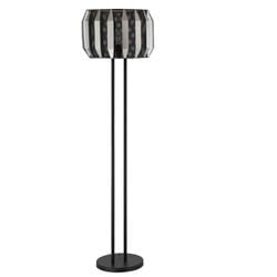 Picture of Benjara BM309044 59 in. Pin Metal Base & Accent Round Base Floor Lamp with Drum Shade&#44; Black & Gray