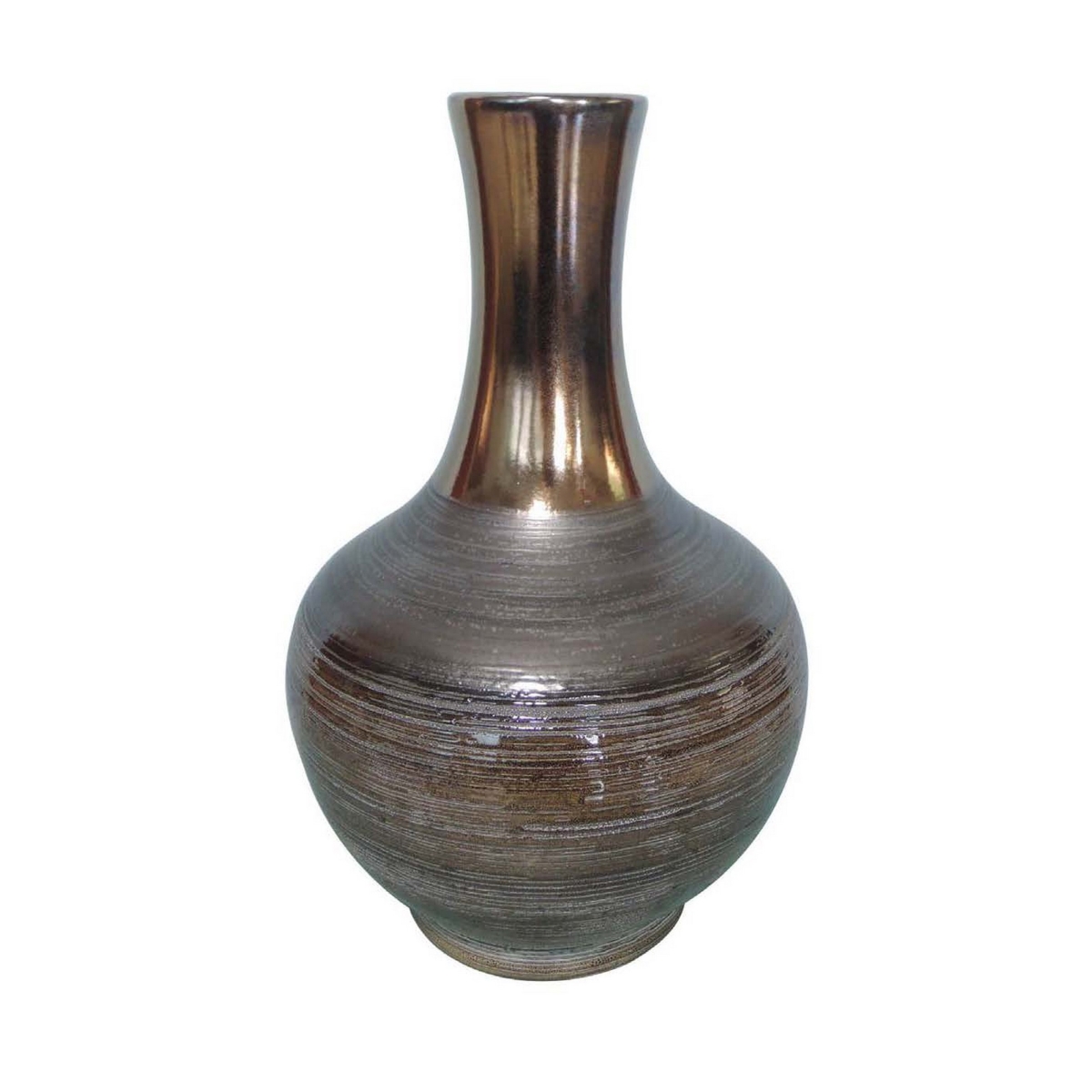 Picture of Benjara BM309938 16 in. Hazel Ceramic Tapered Opening Decorative Vase&#44; Bronze Finish