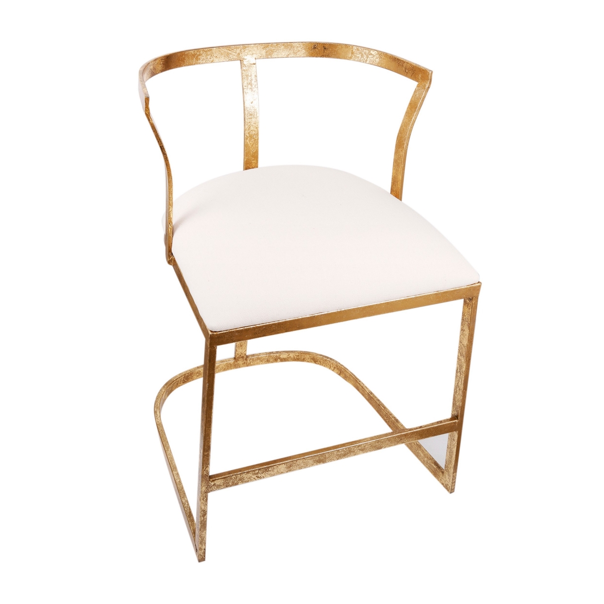 Picture of Benjara BM311674 20 in. Curved Accent Chair with Padded Seat & Open Metal Frame&#44; Gold & White
