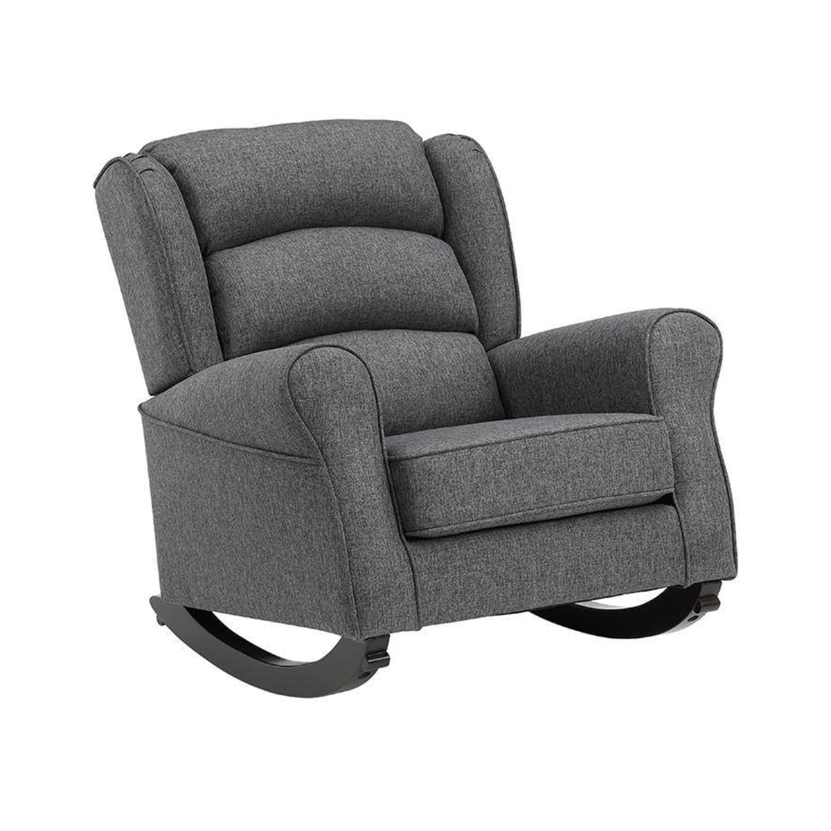 Picture of Benjara BM312354 34 in. Rocking Chair&#44; Wood Frame&#44; Channel Tufted Gray Fabric Upholstery