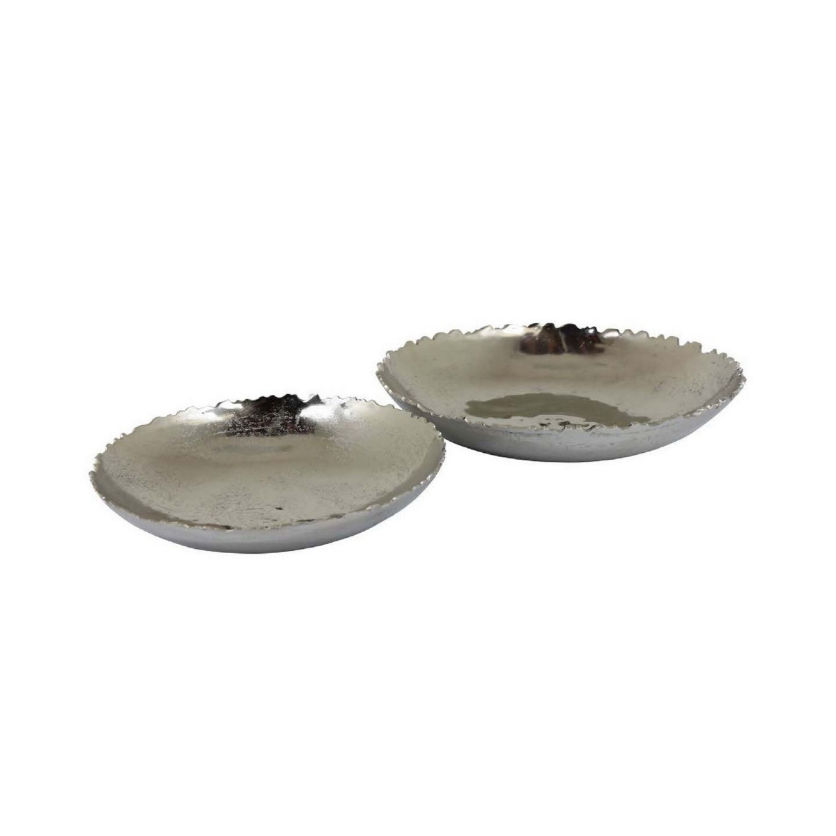 Picture of Benjara BM312638 Kim Decorative Bowls&#44; Smooth Carved Edges&#44; Glossy Silver Metal - Set of 2