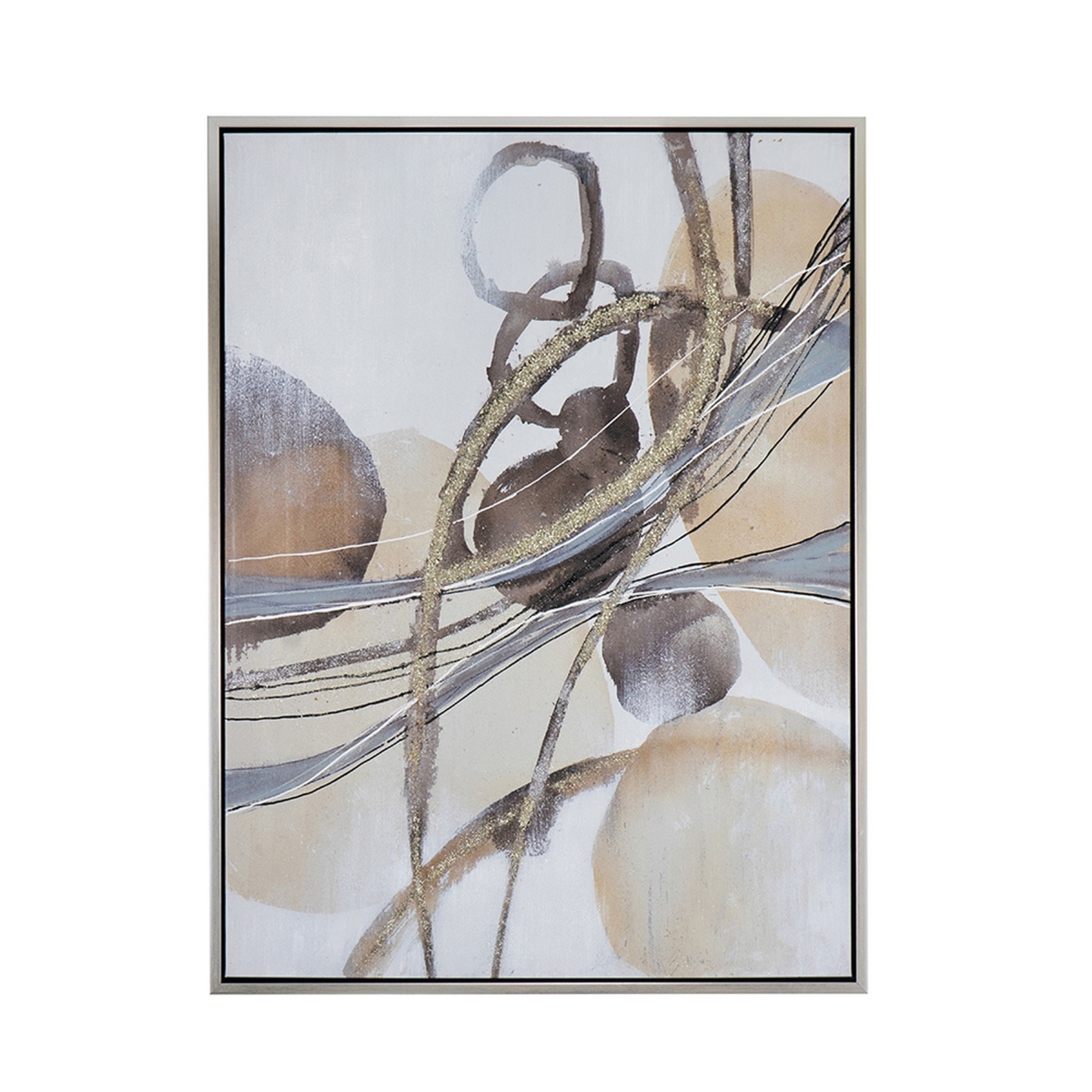 Picture of Benjara BM312781 35 x 47 in. Bny Abstract Wall Art Print&#44; Watercolor Oil Painting - Brown & Silver