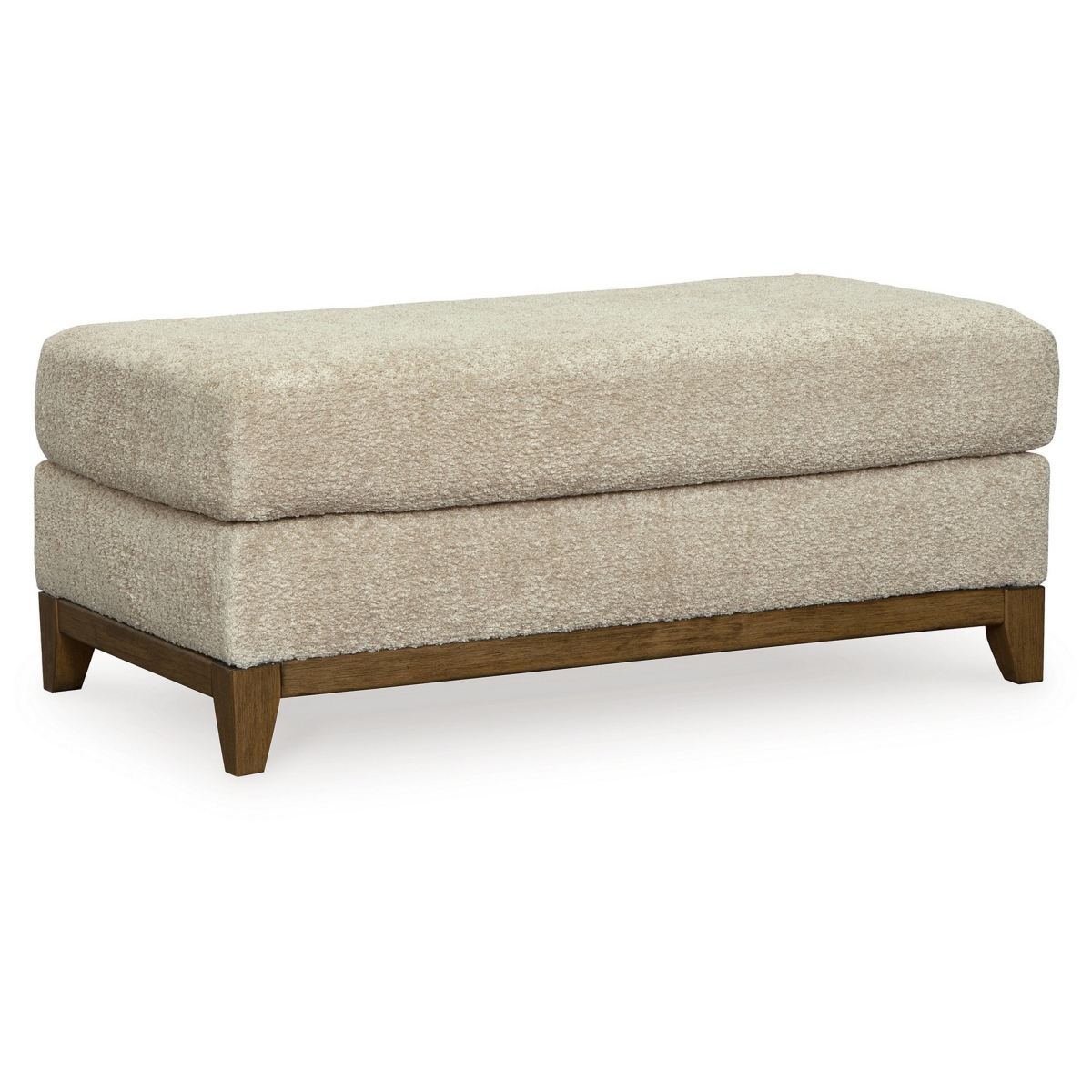 Picture of Benjara BM312037 44 in. Klyn Ottoman with Plush Cushion&#44; Faux Wood Rail Feet & Polyester&#44; Beige & Brown