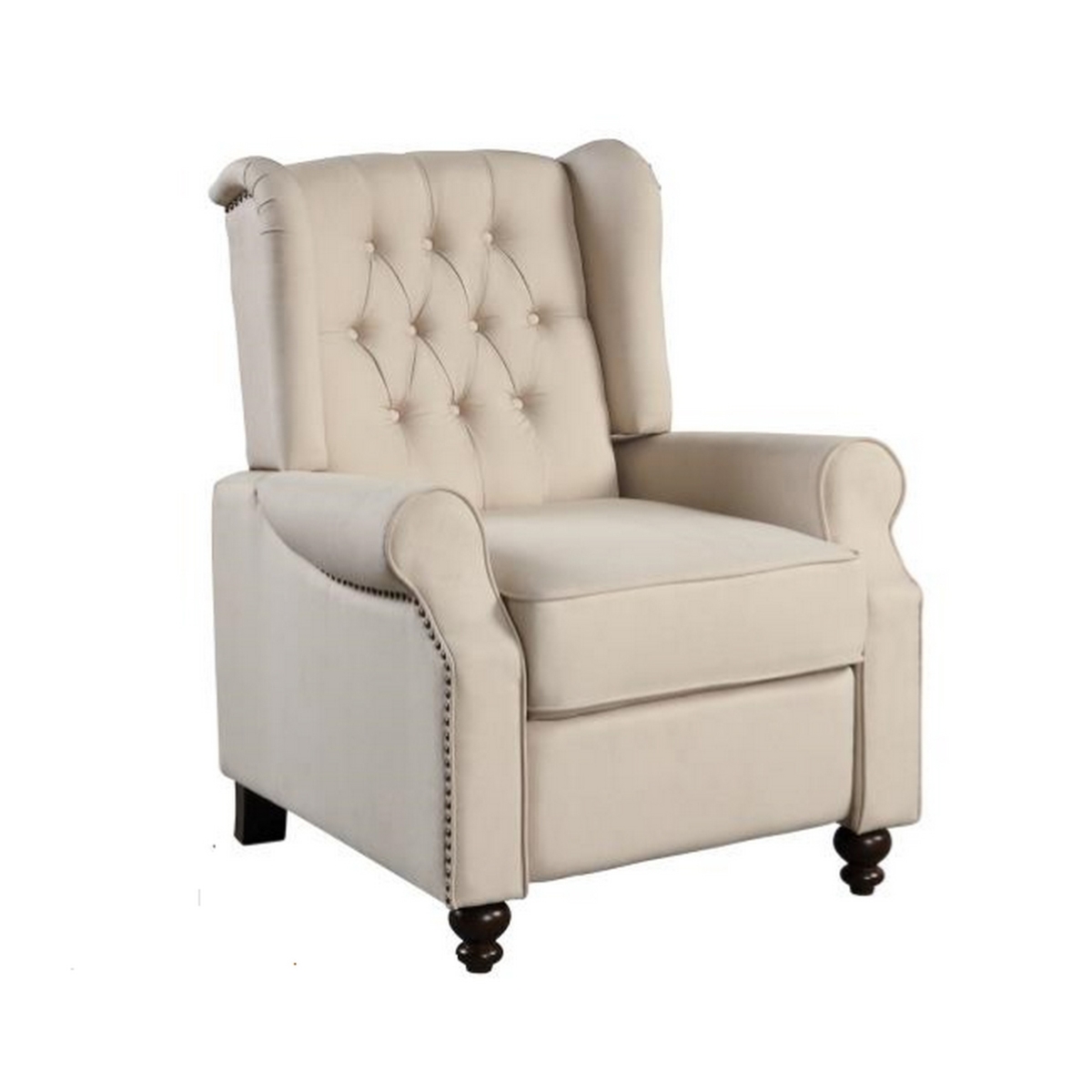 Picture of Benjara BM311919 35 in. Push Back Tufted Fabric Recliner Chair&#44; Beige & Black