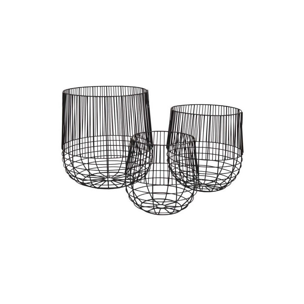 Picture of Benjara BM312507 Vella Decorative Baskets with Open Cage Design&#44; Black - Set of 3