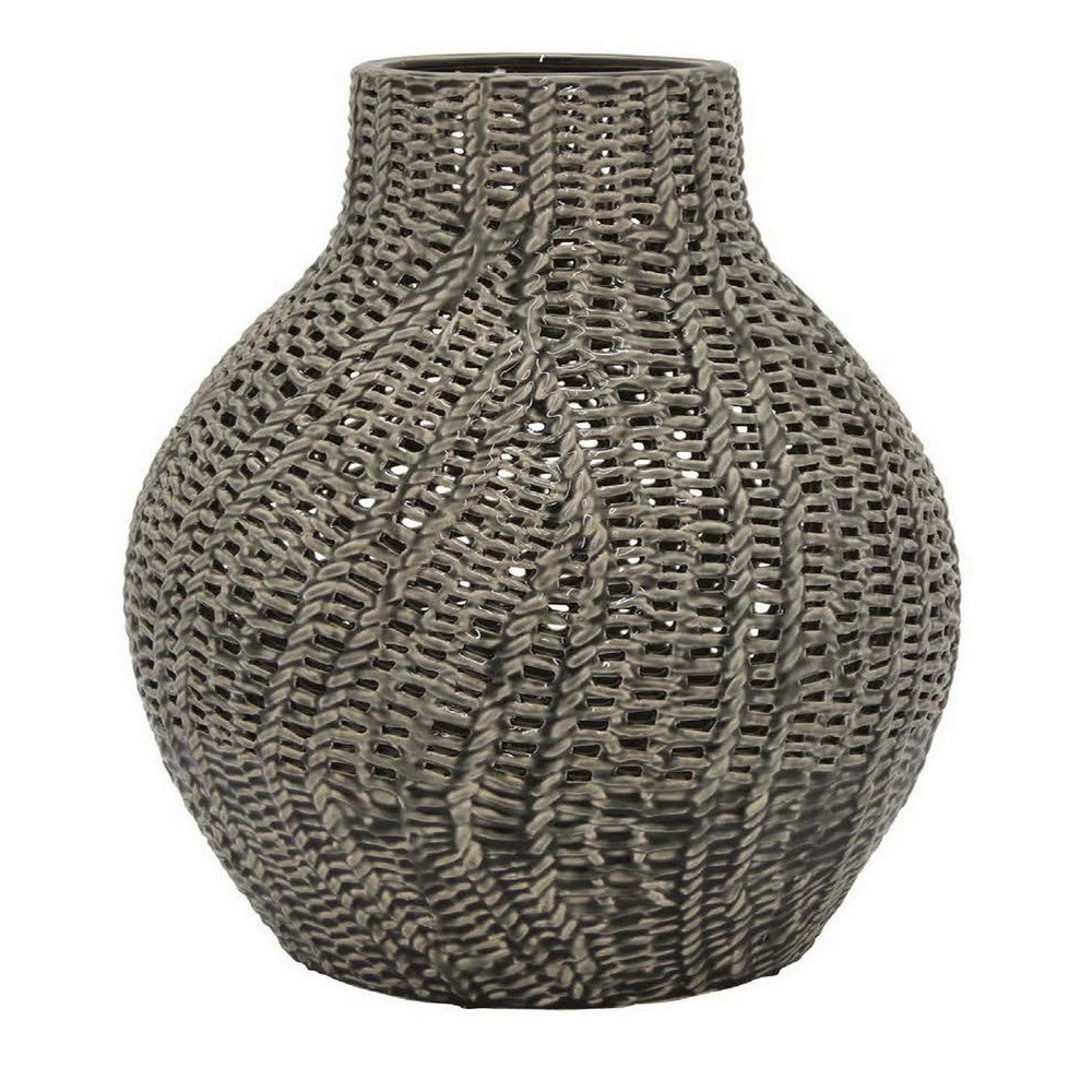 Picture of Benjara BM312528 19.75 x 14 x 14 in. Accent Vase with Mesh Like Design & Round&#44; Grey Ceramic