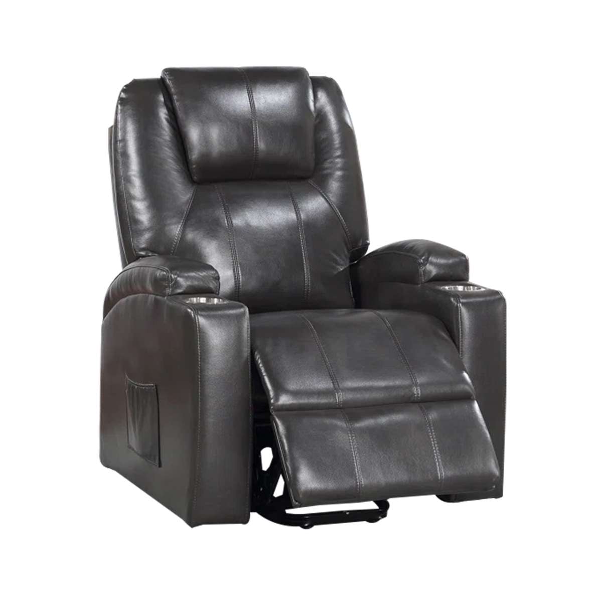Picture of Benjara BM312353 37 in. Evans Recliner Chair with Power Lift&#44; Cupholders & Faux Leather&#44; Gray