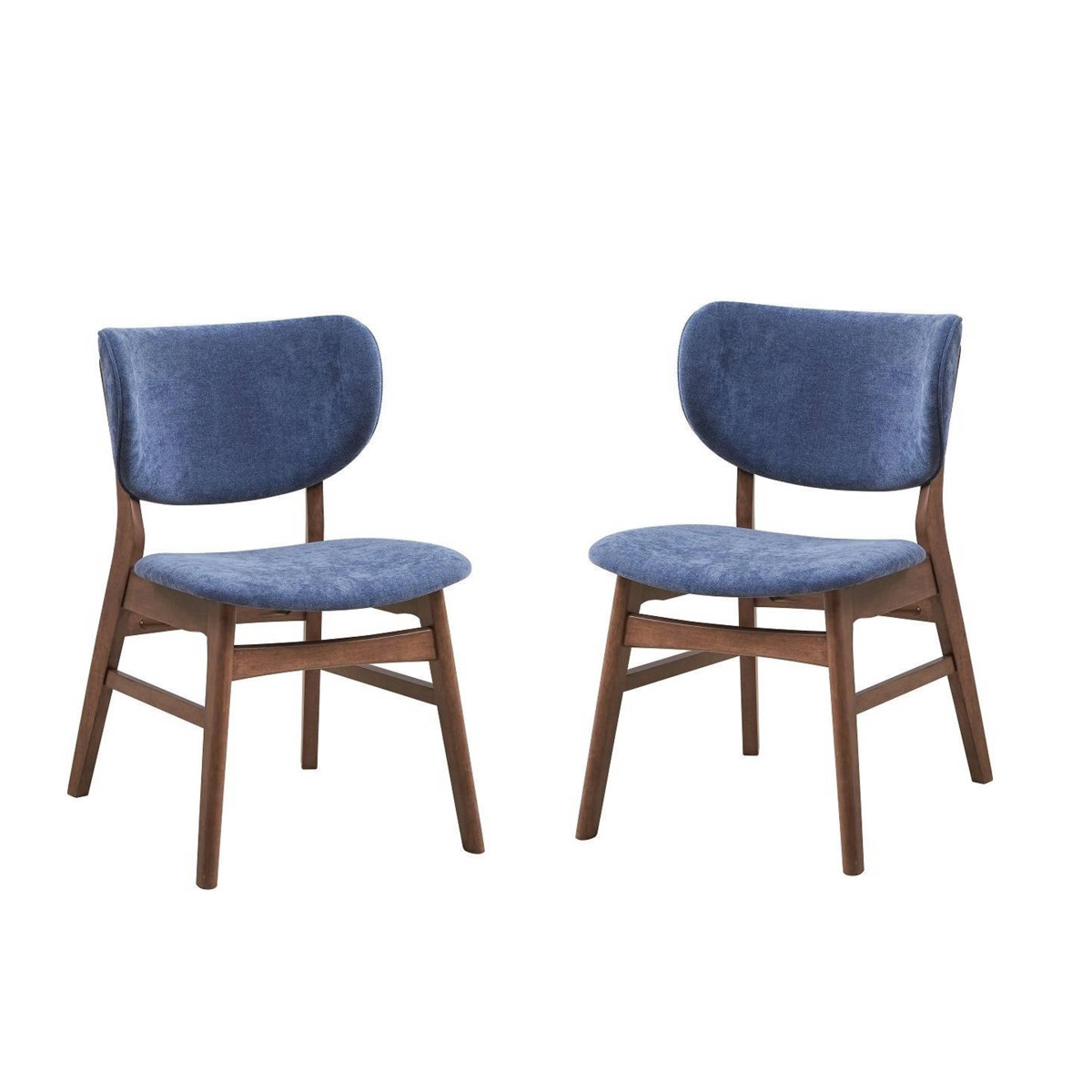 BM312374 23 in. Evis Side Dining Chair, Walnut Brown & Soft Blue - Set of 2 -  Benjara