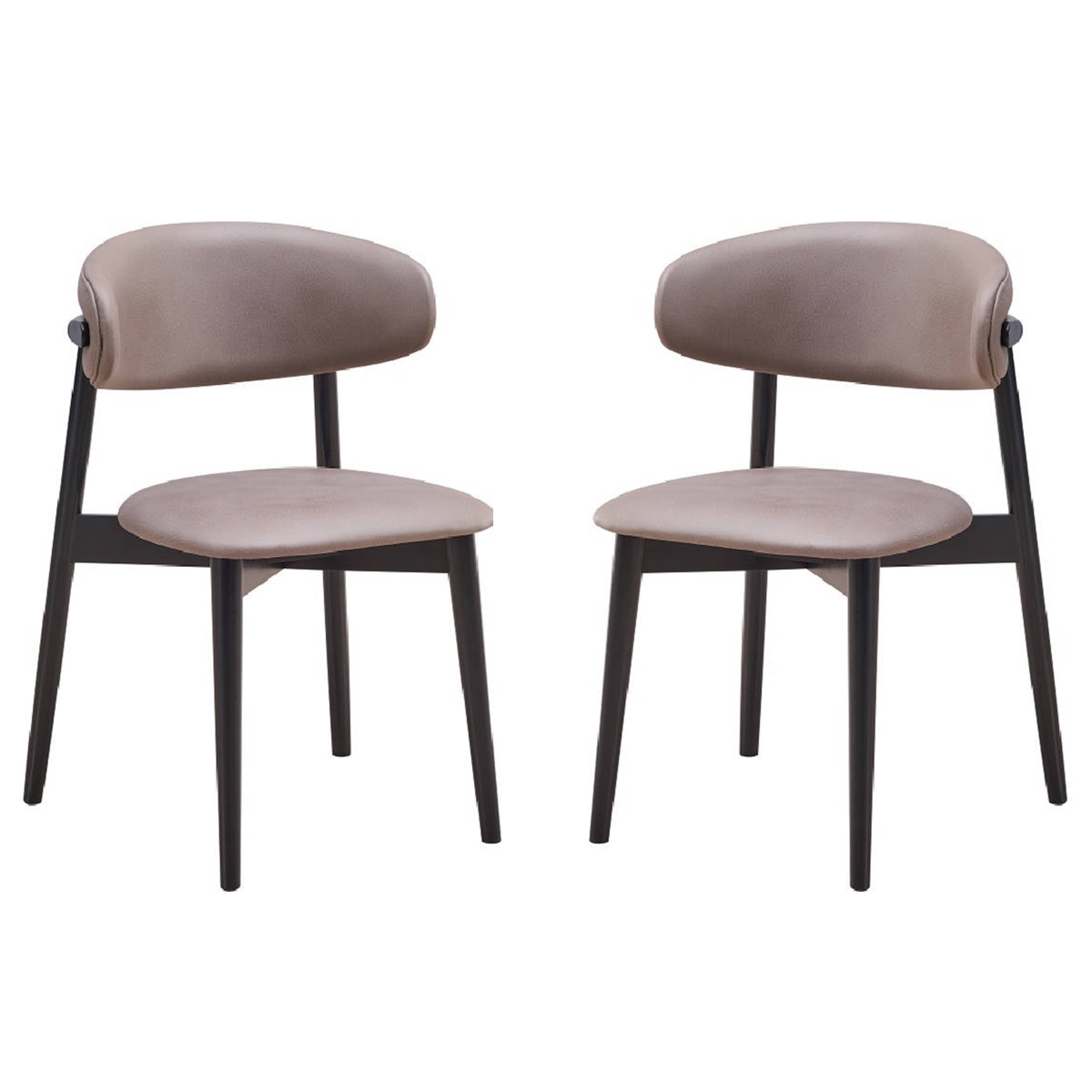 BM312381 23 in. Anae Side Dining Chair with Turned Legs & Fabric, Black & Gray - Set of 2 -  Benjara