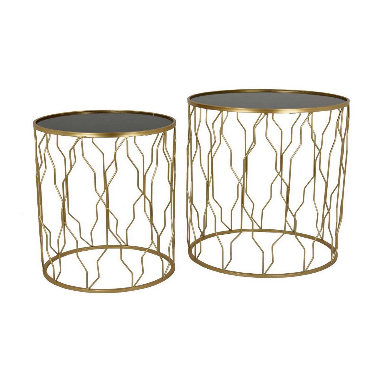 Picture of Benjara BM312667 Kiko Round Top Accent Table with Unique Modern Shape&#44; Gold Metal - Set of 2