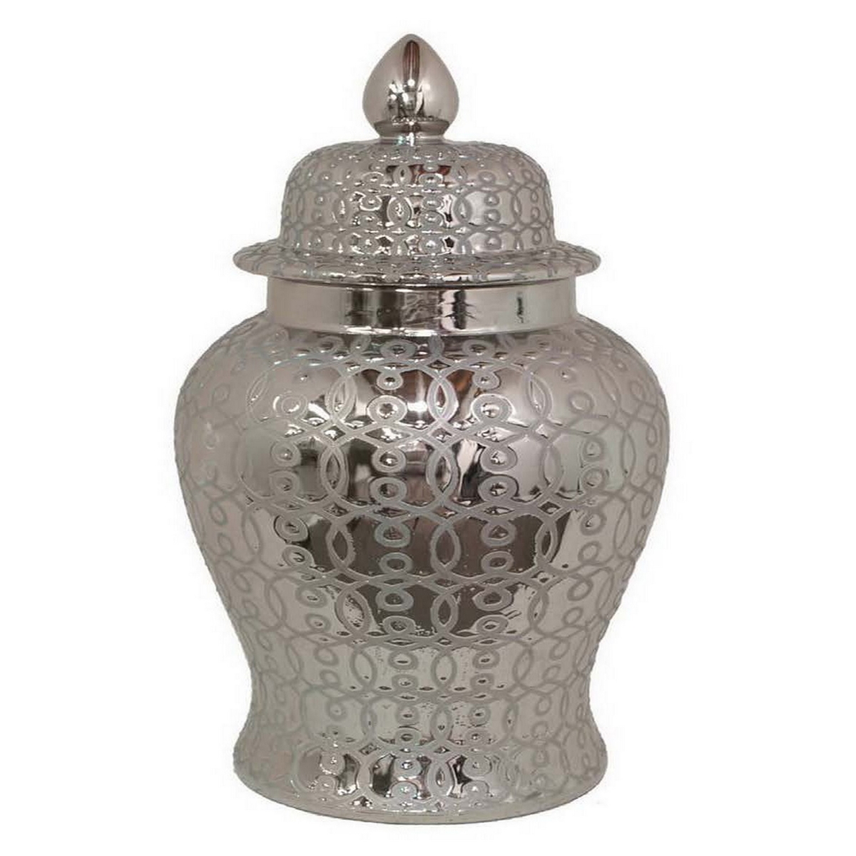Picture of Benjara BM312702 25 in. Temple Jar with Ceramic Construction&#44; Silver