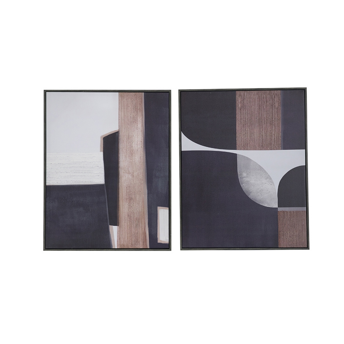 Picture of Benjara BM312780 23 x 28 in. Kni Abstract Gesso Wall Art Prints&#44; Black Blue - Wood - Set of 2