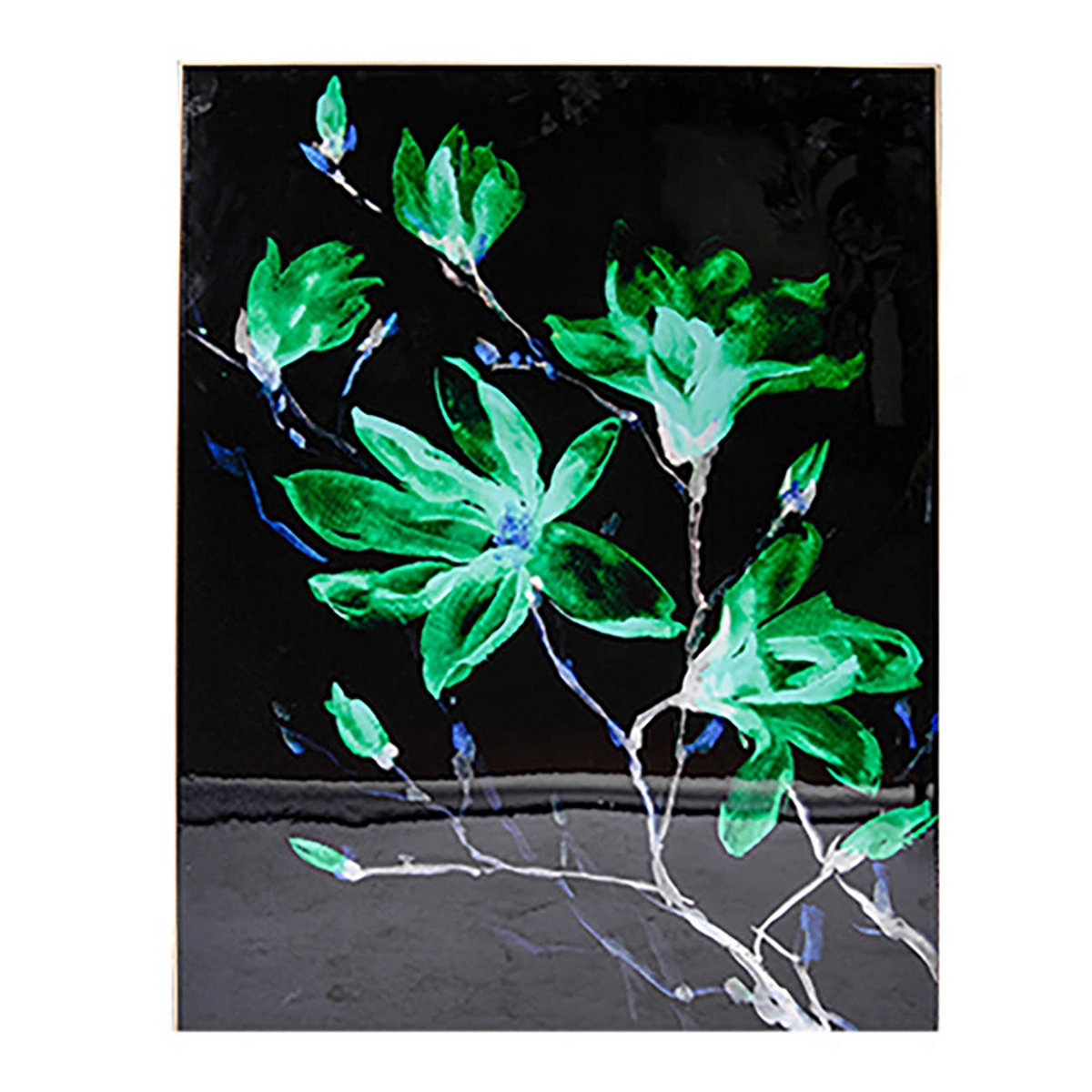 Picture of Benjara BM312799 32 x 47 in. Modern Style Framed Wall Art&#44; Flower Print&#44; Black & Green - Set of 2
