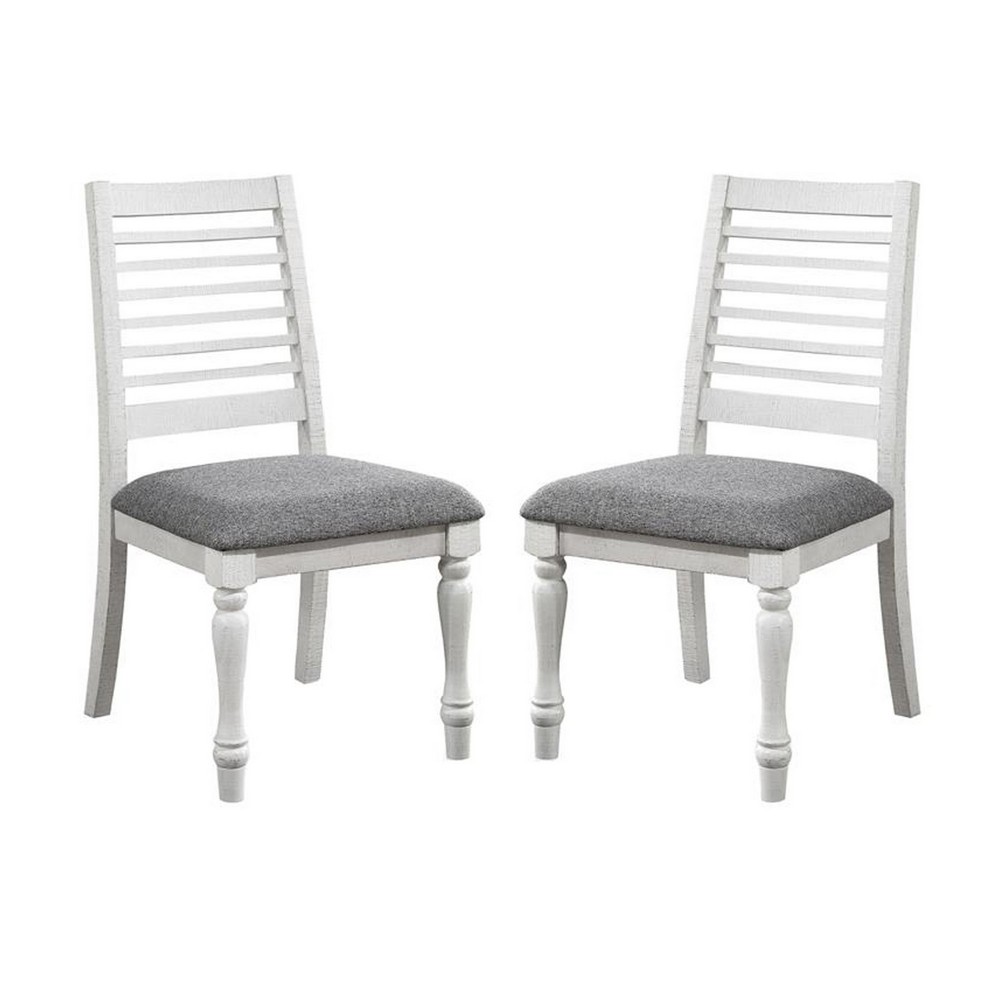 BM312310 24 in. Wren Dining Chair, Gray & Antique White - Set of 2 -  Benjara