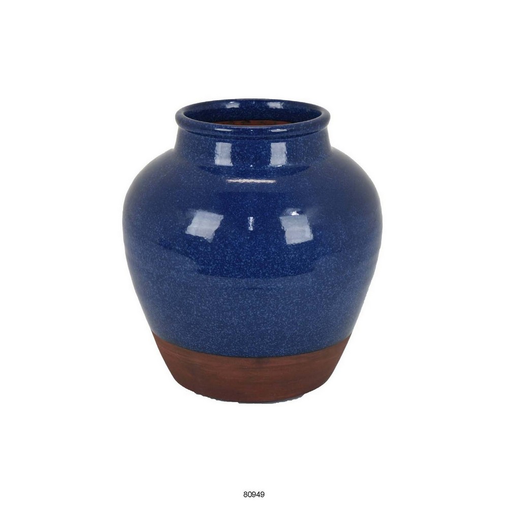 Picture of Benjara BM312586 12 in. Venny Ceramic Flower Vase with Two Tone&#44; Antique Blue & Brown