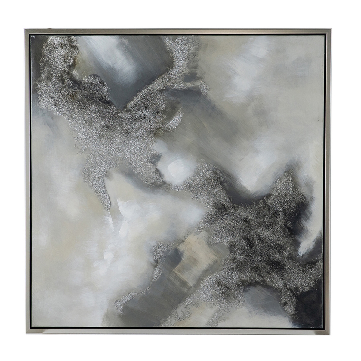 Picture of Benjara BM312750 39 x 39 Stormy Skies Framed Handpainted Wall Art - Square - Gray & Silver