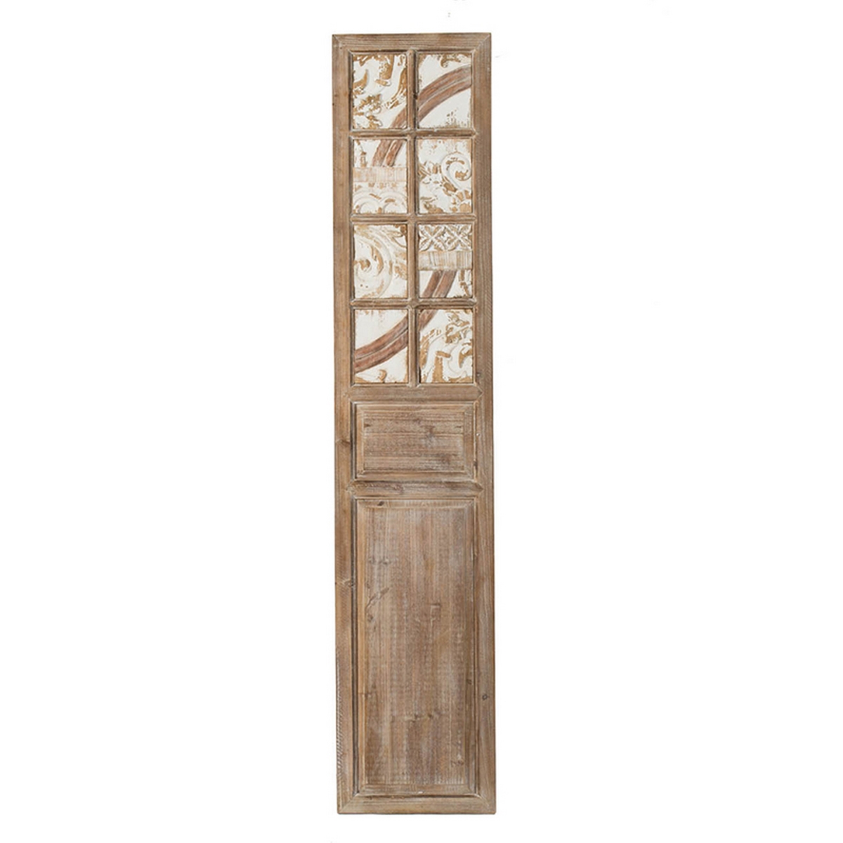 Picture of Benjara BM312783 73 in. Hry Decorative Wood Panel&#44; Tile Accents with Floral Leaf - Brown